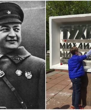 Школьники в честь 9 Мая возложили цветы к памятнику Тухачевскому, расстрелянному в 1937 году