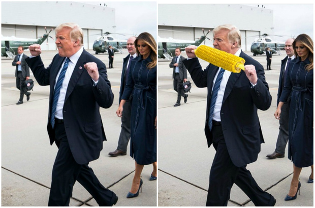 Фото №1 - Лучшие фотожабы на странный жест Трампа