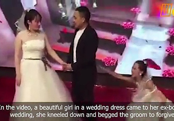 Китайскую свадьбу попыталась сорвать еще одна появившаяся невеста, но жених остался непреклонен (грустное видео)