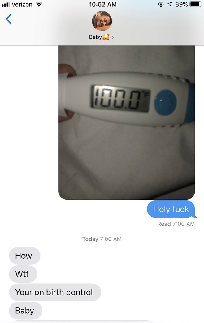 Девушка отправила бойфренду фото градусника, но он решил, что это положительный тест на беременность