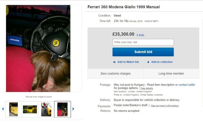 Парень выставил на eBay «Феррари» с фото, на котором девушка делает ему догадайся что! Парень выставил на eBay «Феррари» с фото, на котором девушка делает ему догадайся что!