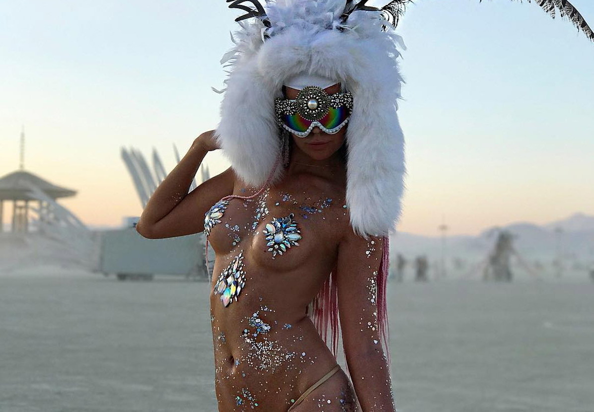 Burning man nude girl