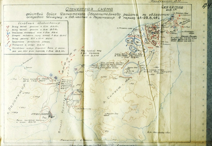 Схема боевых действий на Шумшу и Парамушире