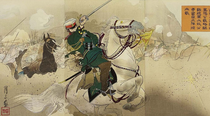 Японская гравюра, посвященная сражению при Ляоляне