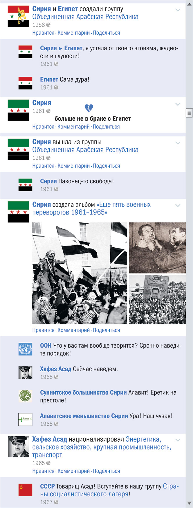 Сирийский конфликт в виде ленты Фейсбука