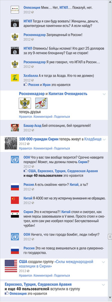 Сирийский конфликт в виде ленты Фейсбука