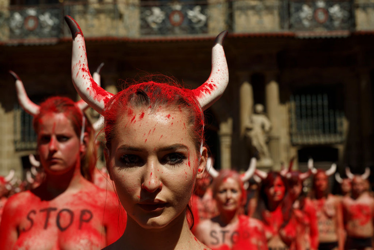 Фото №1 - Испанские активистки разделись в защиту быков