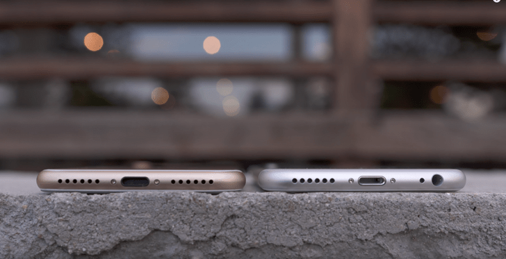 Слева iPhone 7, справа iPhone 6S