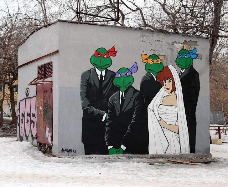 В Нижнем Новгороде появилось граффити по мотивам фильма «Жмурки» и мультика «Чип и Дейл» (фото)