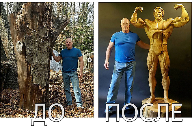 Умелец выстругал из единого куска дерева Арнольда Шварценеггера Умелец выстругал из единого куска дерева Арнольда Шварценеггера
