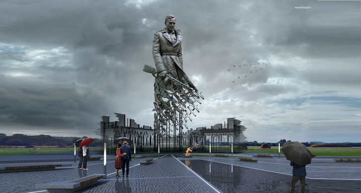 Вот такой мощный памятник советскому солдату поставили подо Ржевом