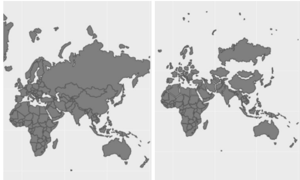 Карта с правильными размерами стран