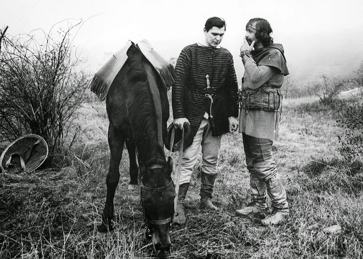 Василий Ливанов на съемках «Ярославна, королева Франции», 1976