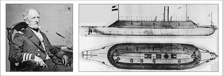 Капитан «Мерримака» Фрэнклин Бьюкенен. «Мерримак». Редкий чертеж 1862 года