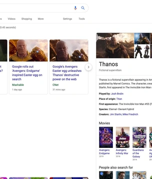 Google-поиск ненадолго позволил своим пользователям побыть Таносом