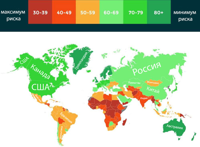 Страны, которые с наибольшей и наименьшей вероятностью выживут во время климатической катастрофы Страны, которые с наибольшей и наименьшей вероятностью выживут во время климатической катастрофы