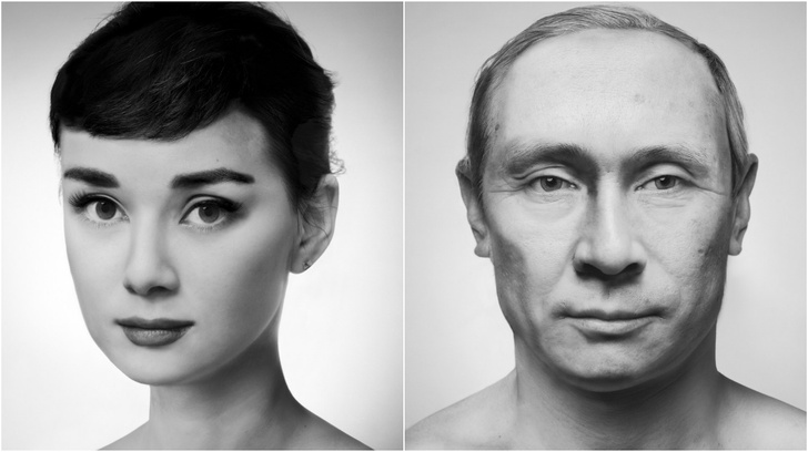 Портреты европейских знаменитостей, составленные из лиц китайцев
