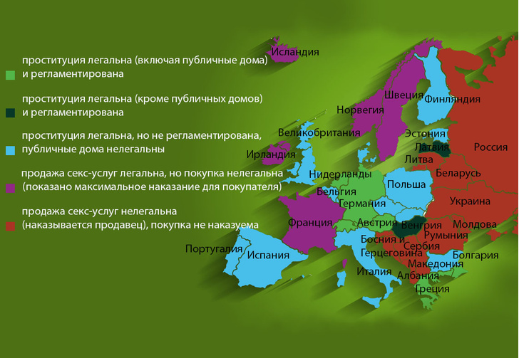 Составлена подробная карта интим-услуг в странах Европы!