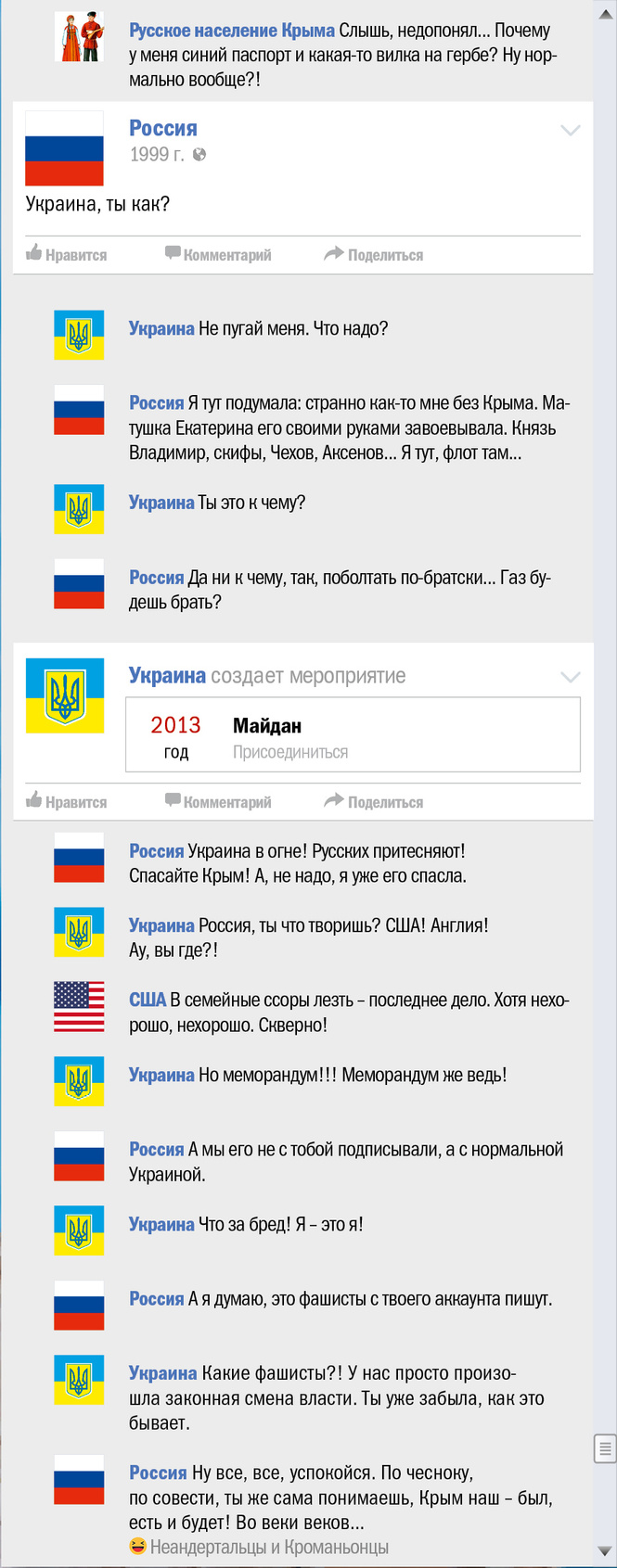 Крым чей? Правдивая история Крыма в виде ленты «Фейсбука» Крым чей? Правдивая история Крыма в виде ленты «Фейсбука»