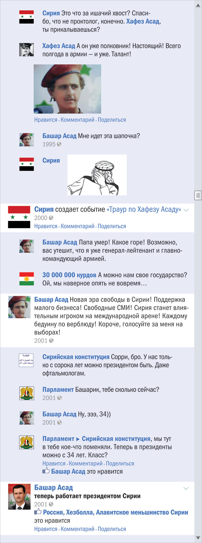 Сирийский конфликт в виде ленты Фейсбука Сирийский конфликт в виде ленты Фейсбука