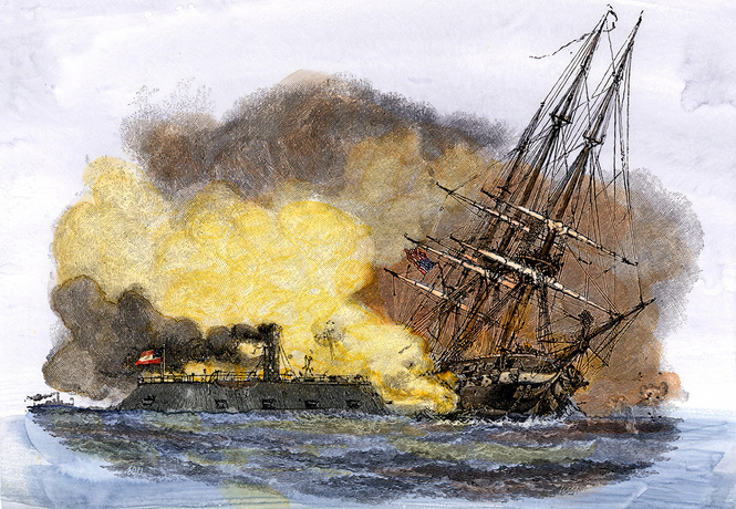 Бодалась шляпа с сараем: история первого в мире морского боя между броненосцами Бодалась шляпа с сараем: история первого в мире морского боя между броненосцами