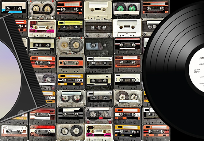 Фото №1 - Эксперты подсчитали, как менялись продажи CD, LP, кассет и аудиофайлов последние 40 лет (иконографика)