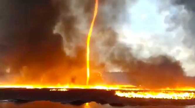 На видео смогли заснять 15-метровое огненное торнадо На видео смогли заснять 15-метровое огненное торнадо