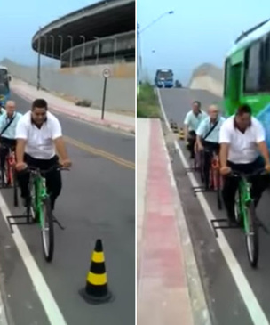 Бразильских водителей автобусов заставляют почувствовать себя в шкуре велосипедистов (видео)