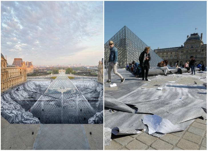 Туристы всего за 6 часов уничтожили оптическую иллюзию вокруг Пирамиды Лувра