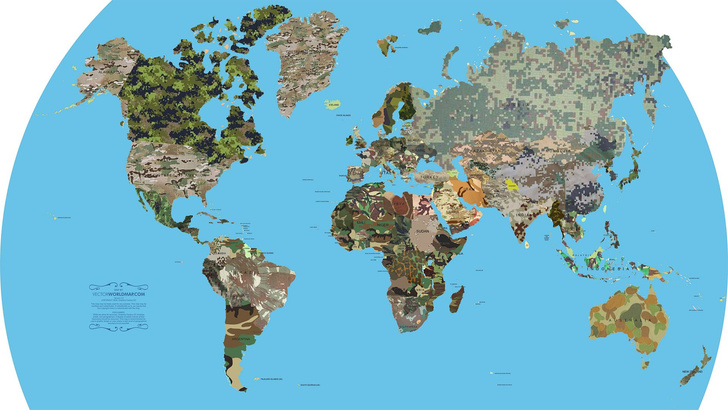 Карта: маскировочная окраска всех армий мира на одной картинке