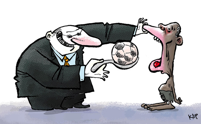 Пенальти разных широт: коррупция ФИФА глазами иностранных карикатуристов