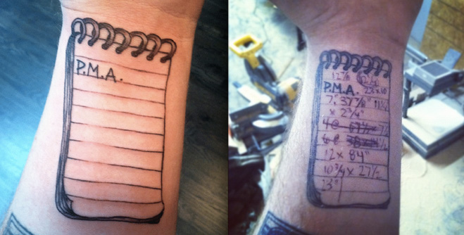 Татуировка блокнот на руке
