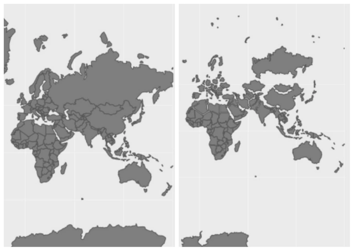 Гифка, которая показывает реальные размеры стран, а не те, которые рисуют на картах | Источник: Wikipedia.org
