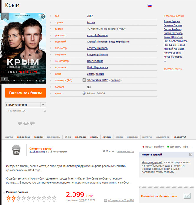 Хакеры взломали «Кинопоиск», чтобы подтасовать результаты в пользу фильма «Крым» Хакеры взломали «Кинопоиск», чтобы подтасовать результаты в пользу фильма «Крым»